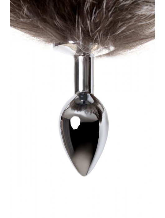 Серебристая металлическая анальная втулка с хвостом чернобурой лисы - размер S - ToyFa - купить с доставкой в Новочеркасске