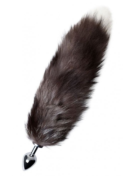 Серебристая металлическая анальная втулка с хвостом чернобурой лисы - размер S - ToyFa - купить с доставкой в Новочеркасске