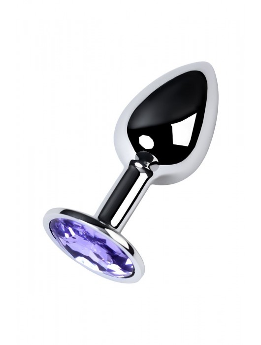 Серебристая конусовидная анальная пробка с фиолетовым кристаллом - 7 см. - ToyFa - купить с доставкой в Новочеркасске