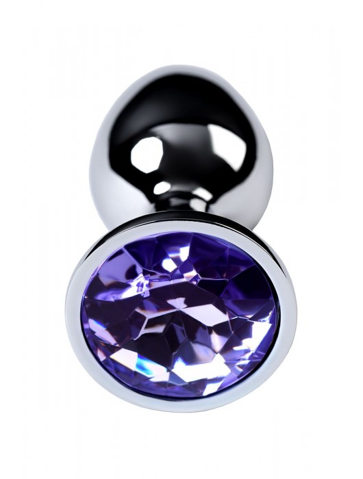 Серебристая конусовидная анальная пробка с фиолетовым кристаллом - 7 см. - ToyFa - купить с доставкой в Новочеркасске