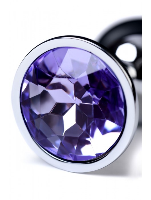 Серебристая конусовидная анальная пробка с фиолетовым кристаллом - 7 см. - ToyFa - купить с доставкой в Новочеркасске