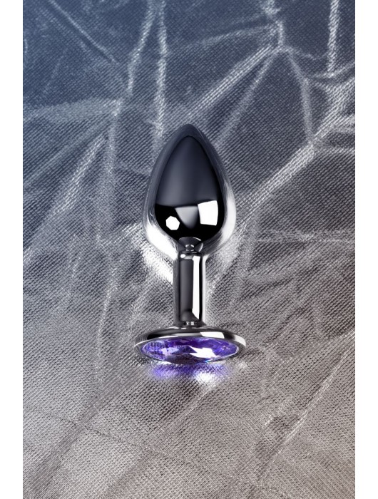Серебристая конусовидная анальная пробка с фиолетовым кристаллом - 7 см. - ToyFa - купить с доставкой в Новочеркасске