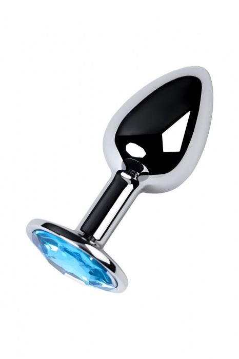 Серебристая конусовидная анальная пробка с голубым кристаллом - 7 см. - ToyFa - купить с доставкой в Новочеркасске