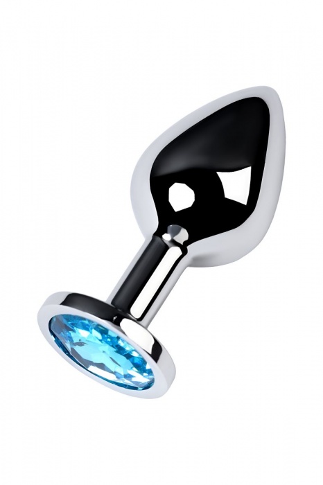 Серебристая конусовидная анальная пробка с голубым кристаллом - 8 см. - ToyFa - купить с доставкой в Новочеркасске