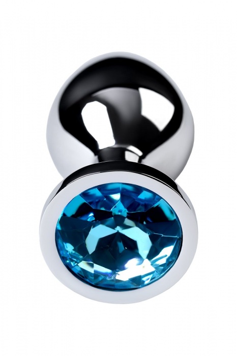 Серебристая конусовидная анальная пробка с голубым кристаллом - 8 см. - ToyFa - купить с доставкой в Новочеркасске