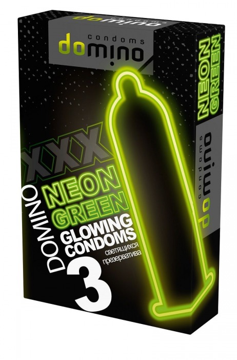 Презервативы DOMINO Neon Green со светящимся в темноте кончиком - 3 шт. - Domino - купить с доставкой в Новочеркасске