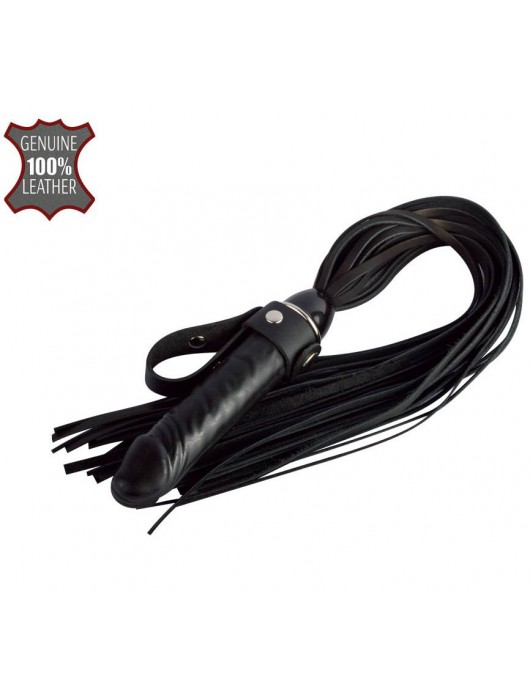 Черная плеть  Ковбой  с ручкой-фаллосом - 55 см. - Sitabella - купить с доставкой в Новочеркасске