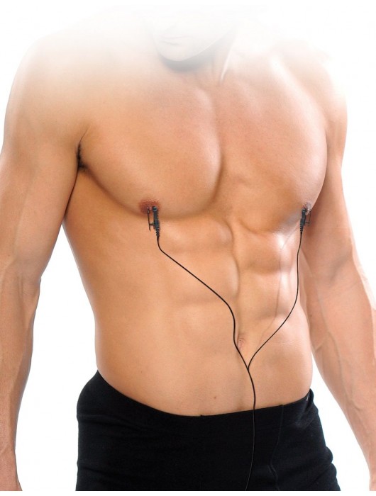 Черные электрические зажимы для сосков Shock Therapy Nipple Clamps - Pipedream - купить с доставкой в Новочеркасске