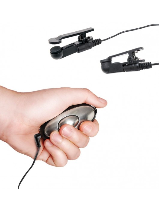 Черные электрические зажимы для сосков Shock Therapy Nipple Clamps - Pipedream - купить с доставкой в Новочеркасске