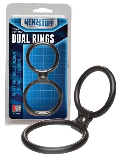 Чёрное двойное эрекционное кольцо Dual Rings Black - Dream Toys - в Новочеркасске купить с доставкой