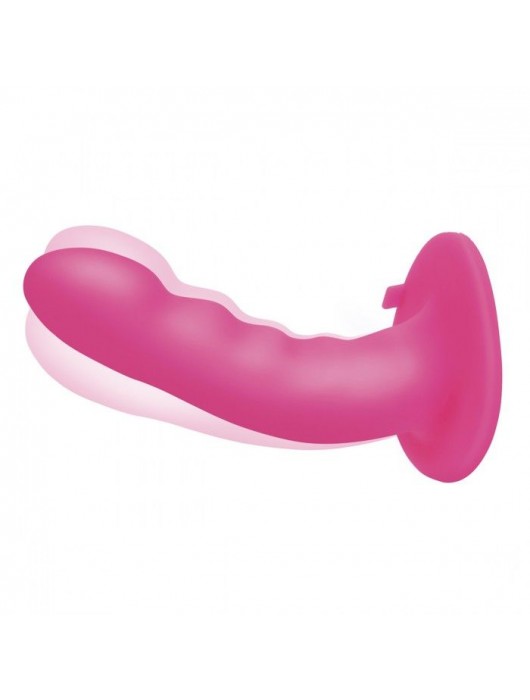 Розовый ребристый вибрострапон Pegasus - 14 см. - Pegasus - купить с доставкой в Новочеркасске