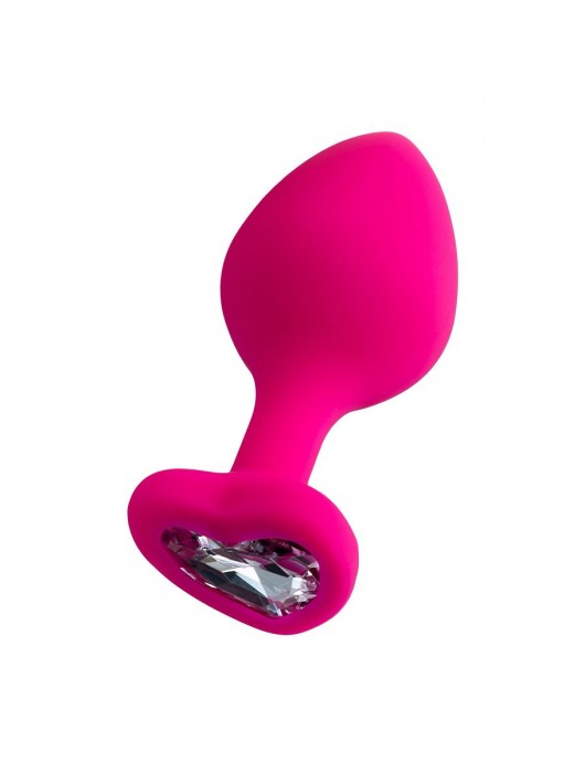 Розовая анальная втулка Diamond Heart с прозрачным кристаллом - 8 см. - ToyFa - купить с доставкой в Новочеркасске