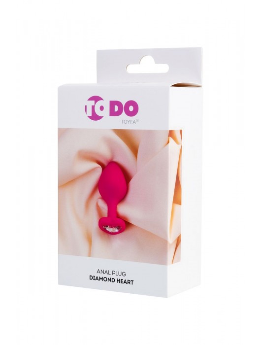 Розовая анальная втулка Diamond Heart с прозрачным кристаллом - 8 см. - ToyFa - купить с доставкой в Новочеркасске