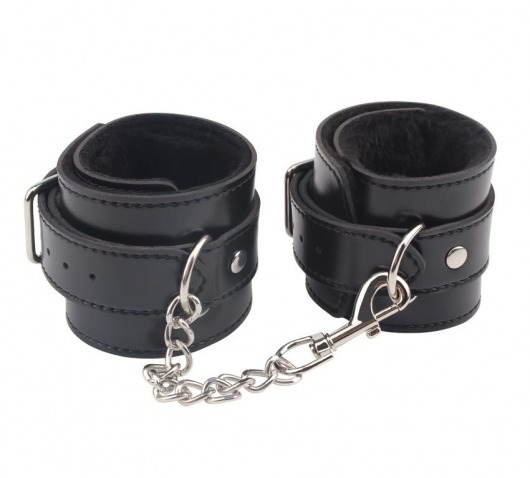 Черные оковы на ноги Obey Me Leather Ankle Cuffs - Chisa - купить с доставкой в Новочеркасске