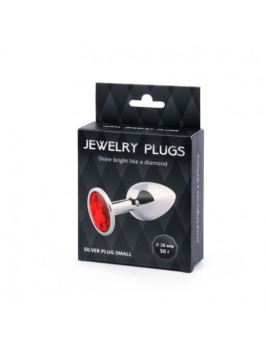 Серебристая анальная пробка с красным стразом - 7,2 см. - Anal Jewelry Plug - купить с доставкой в Новочеркасске
