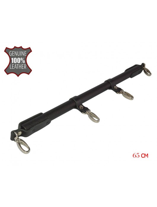 Черная металлическая распорка с кожаными ремешками и карабинами - 65 см. - Sitabella - купить с доставкой в Новочеркасске