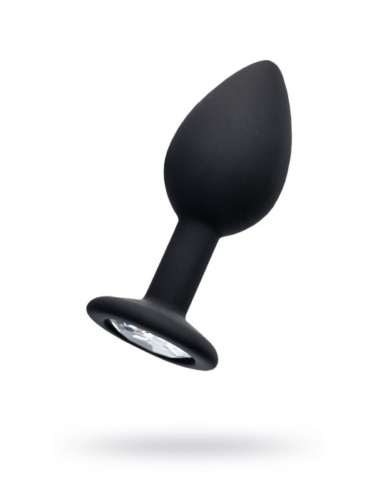 Черная анальная втулка с прозрачным стразом - 7,2 см. - POPO Pleasure - купить с доставкой в Новочеркасске