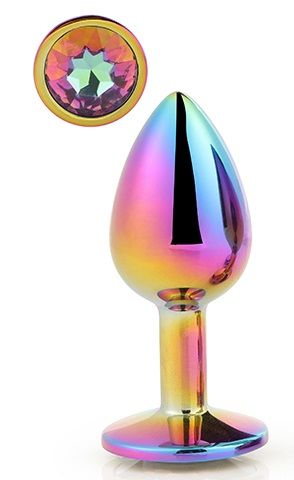 Голографическая анальная втулка с радужным кристаллом - 7,1 см. - Dream Toys - купить с доставкой в Новочеркасске