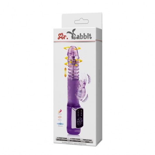 Фиолетовый ротатор с возвратно-поступательными движениями и клиторальным стимулятором - 24 см. - Baile