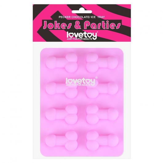 Розовая формочка для льда и шоколада Pecker Chocolate/Ice Tray - Lovetoy - купить с доставкой в Новочеркасске