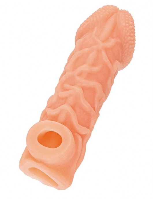 Телесная закрытая насадка с венками Cock Sleeve Size S - 13,8 см. - KOKOS - в Новочеркасске купить с доставкой