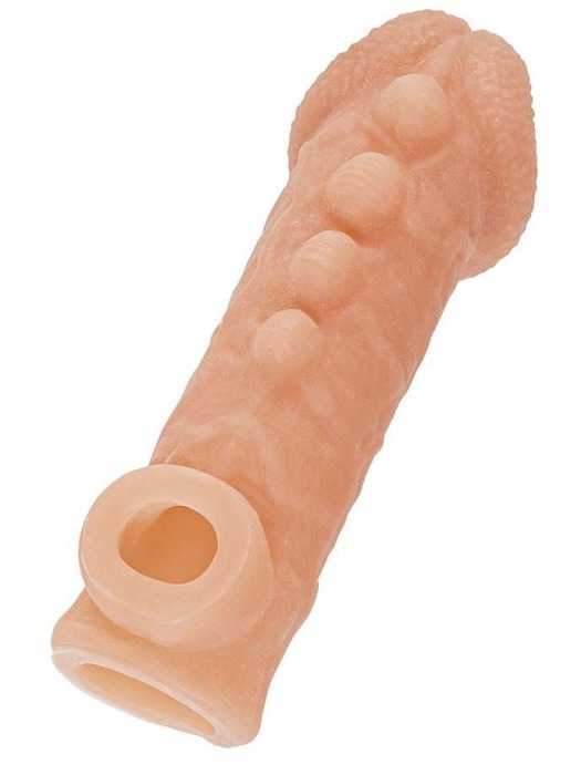 Телесная закрытая насадка с шишечками Cock Sleeve Size S - 13,8 см. - KOKOS - в Новочеркасске купить с доставкой