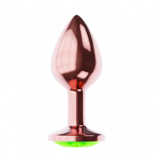 Пробка цвета розового золота с лаймовым кристаллом Diamond Emerald Shine S - 7,2 см. - Lola Games - купить с доставкой в Новочеркасске