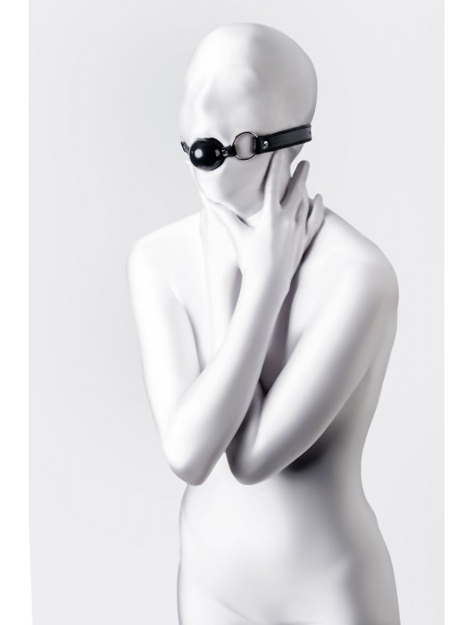 Черный кляп-шар на кожаных ремешках Anonymo - ToyFa - купить с доставкой в Новочеркасске