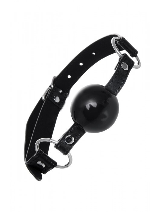 Черный кляп-шар на кожаных ремешках Anonymo - ToyFa - купить с доставкой в Новочеркасске