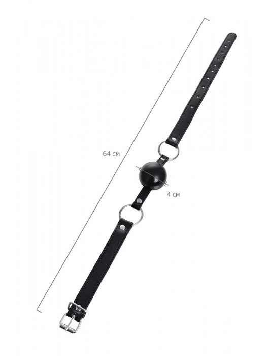 Черный кляп-шар на кожаных ремешках Anonymo - ToyFa - купить с доставкой в Новочеркасске