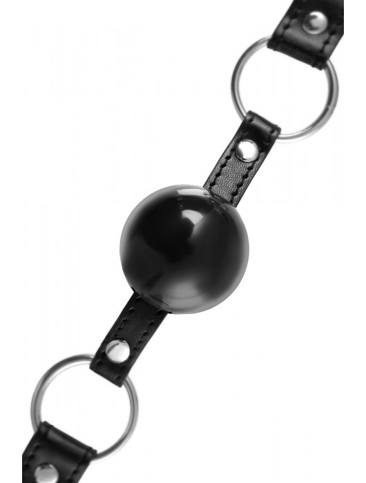 Черный кляп-шар на кожаных ремешках Anonymo - ToyFa - купить с доставкой в Новочеркасске