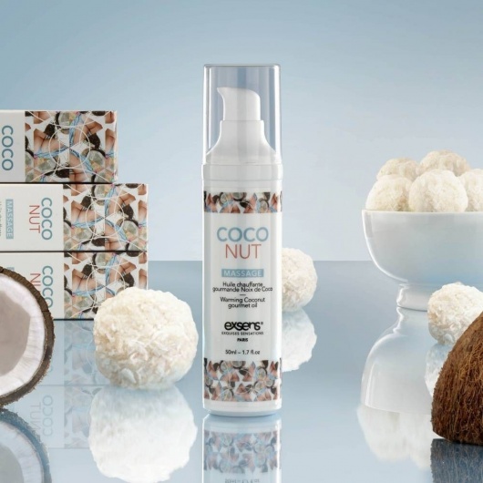 Разогревающее массажное масло с ароматом кокоса Gourmet Coconut - 50 мл. - Exsens - купить с доставкой в Новочеркасске