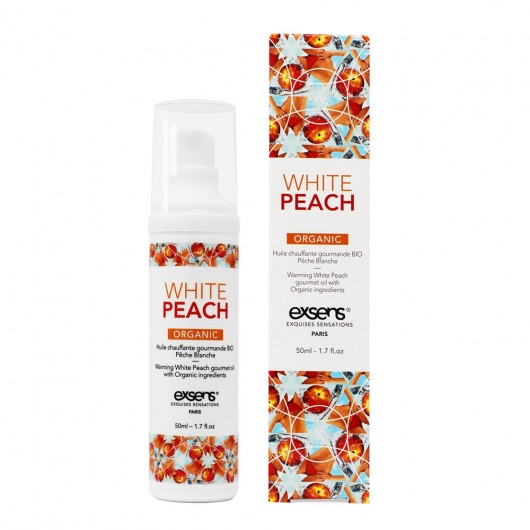 Разогревающее массажное масло Gourmet White Peach Organic с органическими ингредиентами - 50 мл. - Exsens - купить с доставкой в Новочеркасске