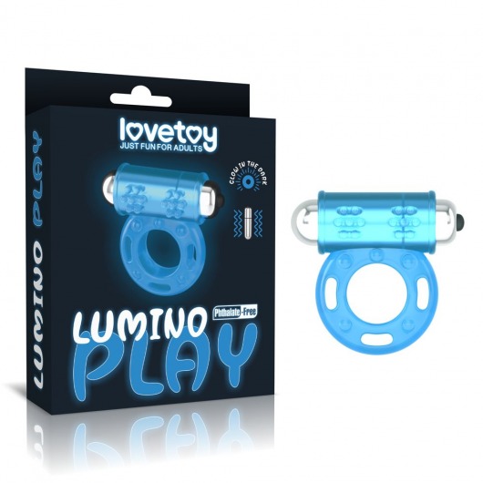 Голубое, светящееся в темноте эрекционное виброкольцо Lumino Play Vibrating Penis Ring - Lovetoy - в Новочеркасске купить с доставкой