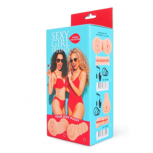 Телесный вибромастурбатор-вагина с комплектом эрекционных колец - Bior toys - в Новочеркасске купить с доставкой