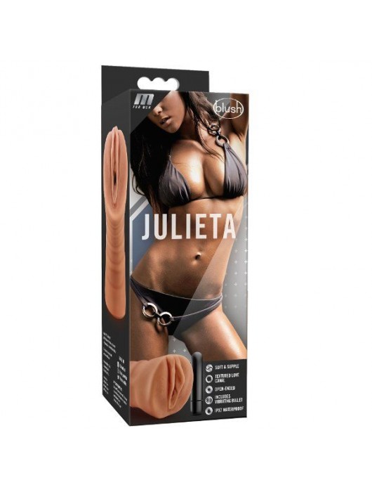 Мастурбатор-вагина цвета карамели Julieta с вибрацией - Blush Novelties - в Новочеркасске купить с доставкой