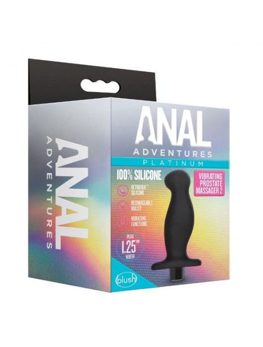 Черный анальный вибромассажёр Silicone Vibrating Prostate Massager 02 - 10,8 см. - Blush Novelties - в Новочеркасске купить с доставкой