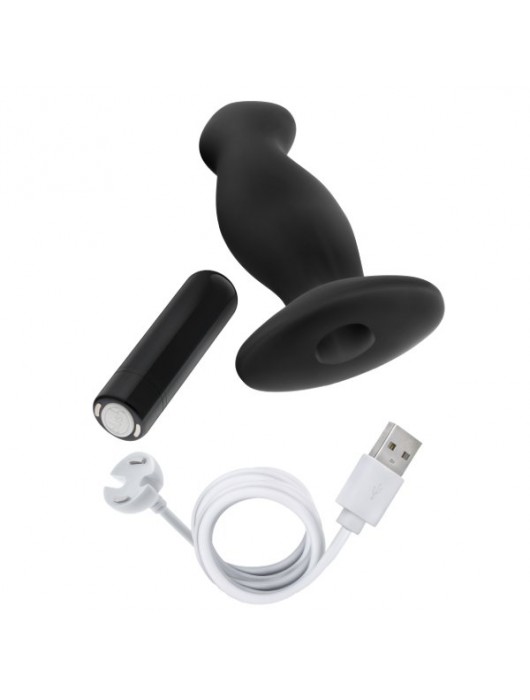 Черный анальный вибромассажёр Silicone Vibrating Prostate Massager 02 - 10,8 см. - Blush Novelties - в Новочеркасске купить с доставкой