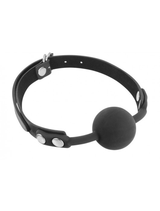 Черный силиконовый кляп-шарик на ремешках - Fetish Tentation - купить с доставкой в Новочеркасске