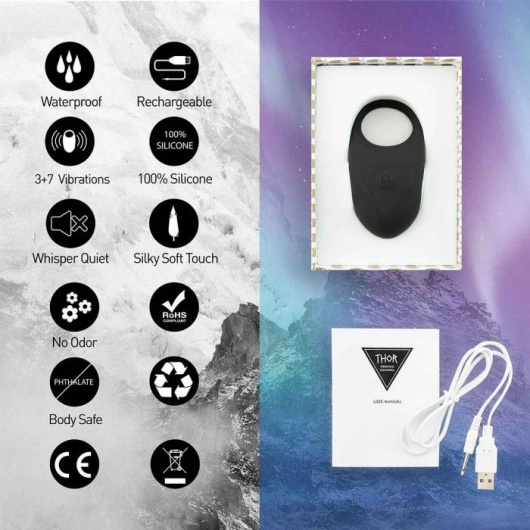 Черное эрекционное виброкольцо Thor Cockring - FeelzToys - в Новочеркасске купить с доставкой