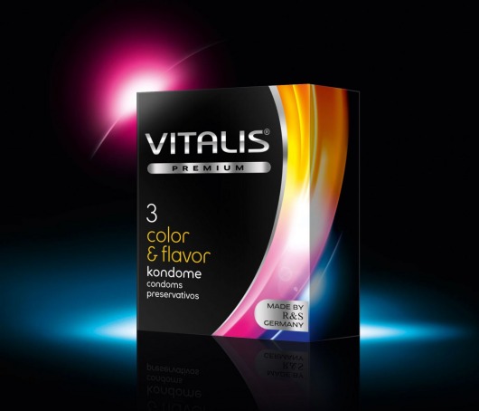 Цветные ароматизированные презервативы VITALIS PREMIUM color   flavor - 3 шт. - Vitalis - купить с доставкой в Новочеркасске