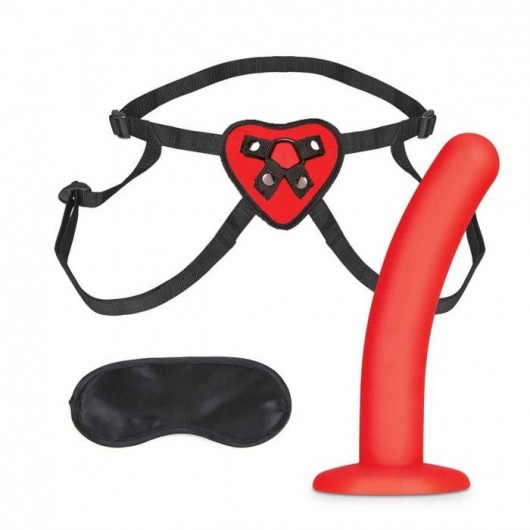 Красный поясной фаллоимитатор Red Heart Strap on Harness   5in Dildo Set - 12,25 см. - Lux Fetish - купить с доставкой в Новочеркасске