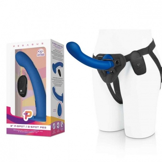 Синяя насадка Remote Control P-Spot G-Spot с черными трусиками - 20 см. - Pegasus - купить с доставкой в Новочеркасске