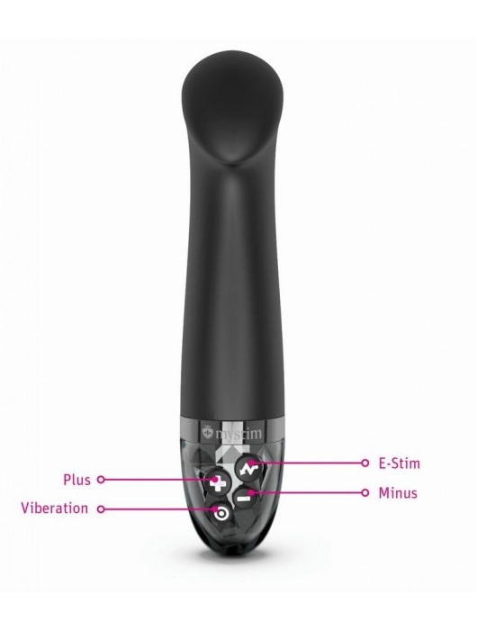 Черный вибратор с функцией электростимуляции Right on Ron - 17 см. - MyStim - купить с доставкой в Новочеркасске