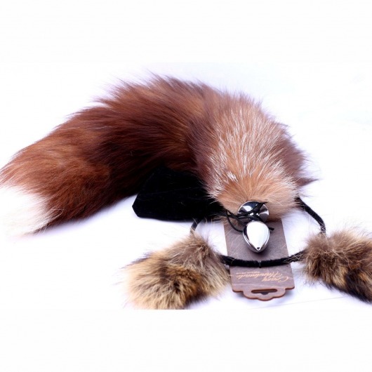 Игровой комплект: серебристая анальная пробка с пушистым хвостом и ободок-ушки - Crazy Handmade - купить с доставкой в Новочеркасске