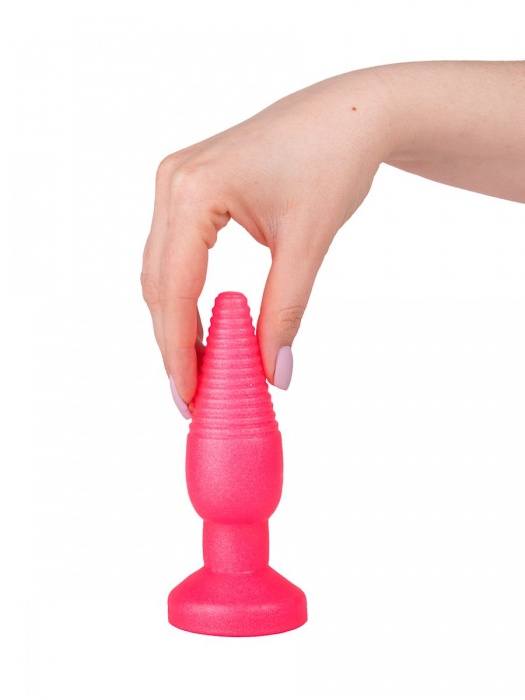 Розовая анальная втулка с рёбрышками - 14 см. - LOVETOY (А-Полимер)