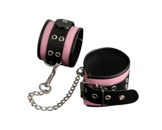 Кожаные розовые оковы с черным широким ремешком - Sitabella - купить с доставкой в Новочеркасске