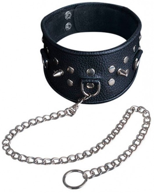 Чёрный ошейник из кожи - Sitabella - купить с доставкой в Новочеркасске