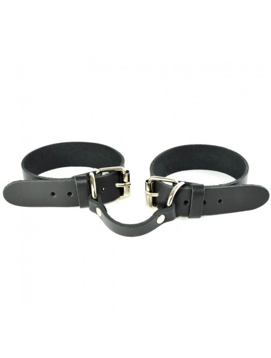 Черные кожаные наручники со съемной красной опушкой - Sitabella - купить с доставкой в Новочеркасске