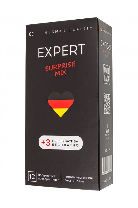 Презервативы EXPERT Surprise Mix - 12 шт.(+3 в подарок) - Expert - купить с доставкой в Новочеркасске